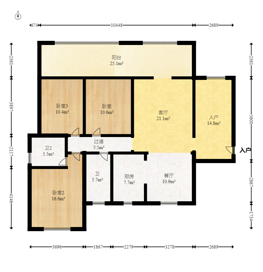 万象府台  4室2厅2卫   328.00万室内图1