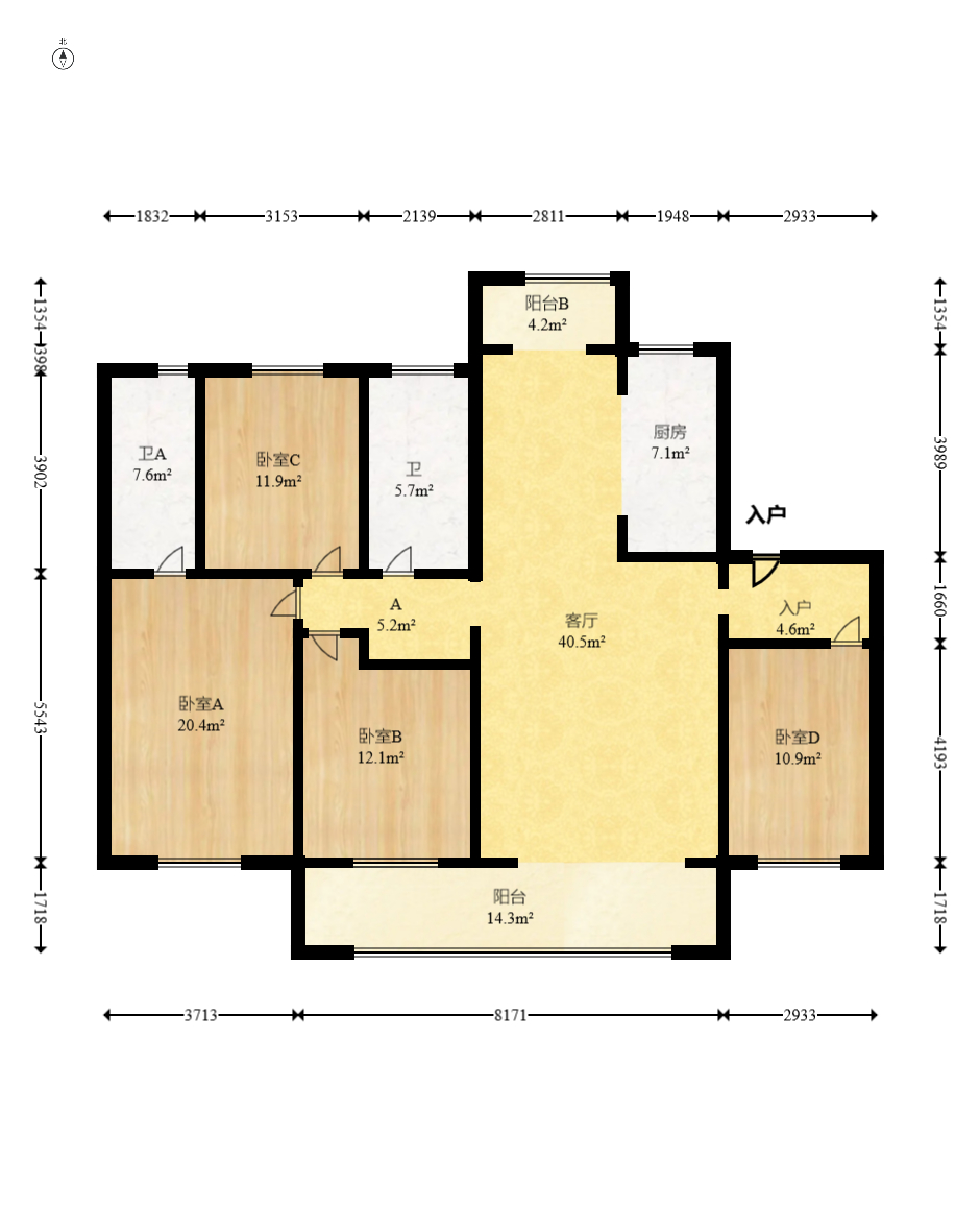 梅溪正荣府  4室2厅2卫    210.0万 梅溪正荣府  4室2厅2卫    210.0万户型图