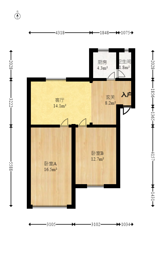 向东南社区 2室1厅1卫 30.9万 向东南社区 2室1厅1卫 30.9万户型图