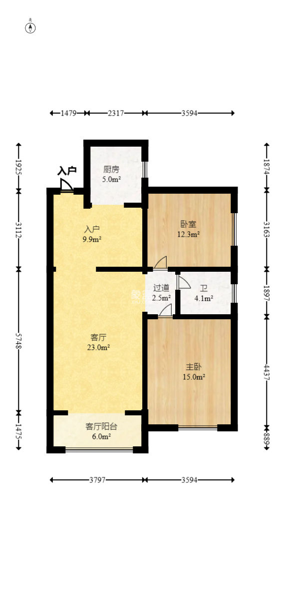恒广国际景园一二区  2室2厅1卫    61.8万