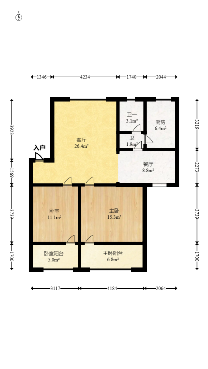 星卫佳园  2室2厅1卫   55.00万室内图1