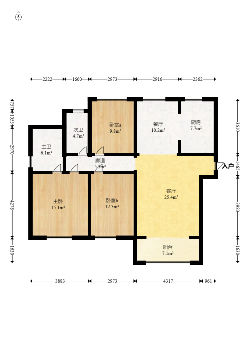 中冶中央公园  3室2厅1卫   130.00万室内图1