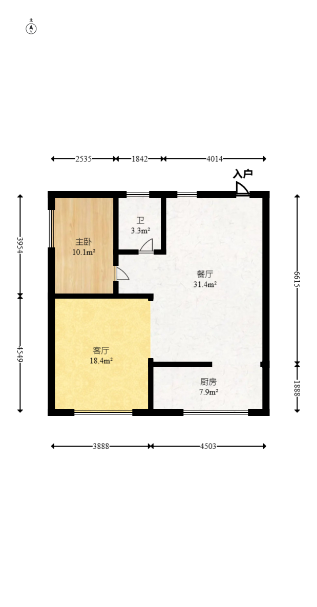 五一钻界  2室1厅1卫   113.00万室内图1