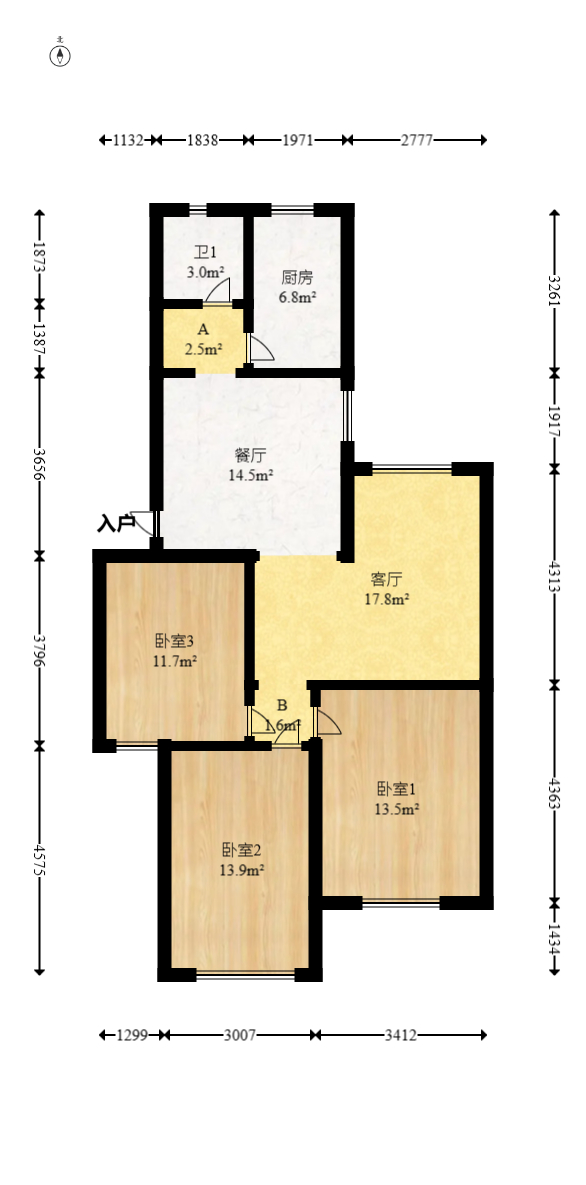 新桥小区  3室2厅1卫   58.00万室内图1