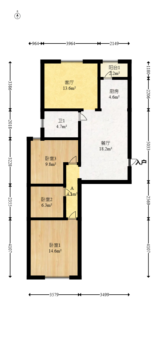 锦绣世纪  3室2厅1卫   76.00万室内图1