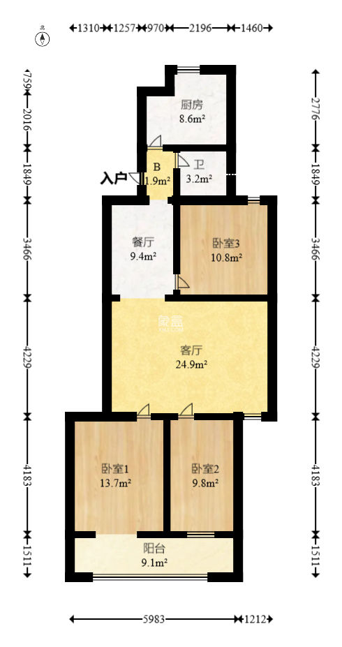 维力宿舍（维力花园）  3室2厅1卫   68.00万