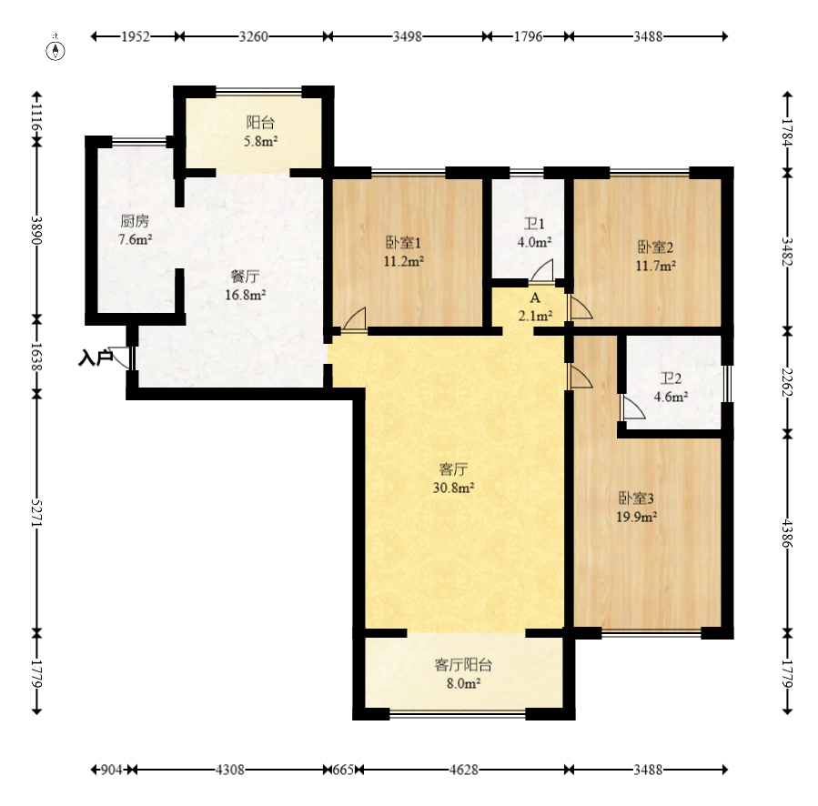 兴隆景苑  3室2厅2卫    108.0万 兴隆景苑  3室2厅2卫    108.0万户型图