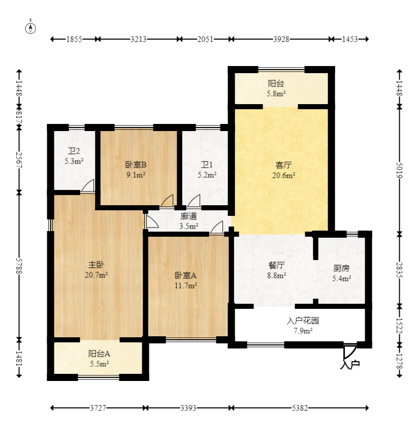 中建麓山和苑  3室2厅2卫   88.00万室内图1