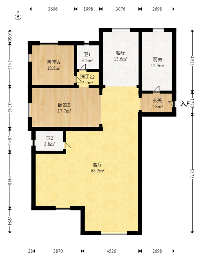 建投象山国际  4室2厅2卫   147.00万室内图1