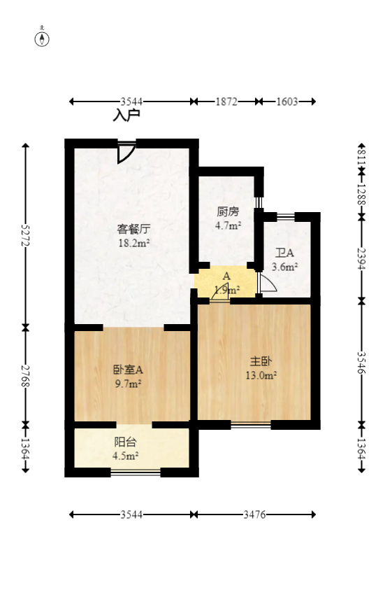 绿地中央广场  2室1厅1卫   84.00万室内图1
