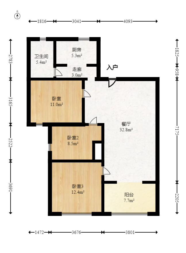 汇一城(汇壹公馆) 3室2厅1卫 65.0万 汇一城(汇壹公馆) 3室2厅1卫 65.0万户型图