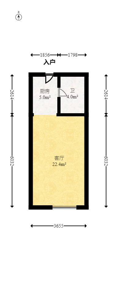 佳兆业云顶梅溪湖（佳兆业梅溪荟）  1室1厅1卫   32.00万室内图1
