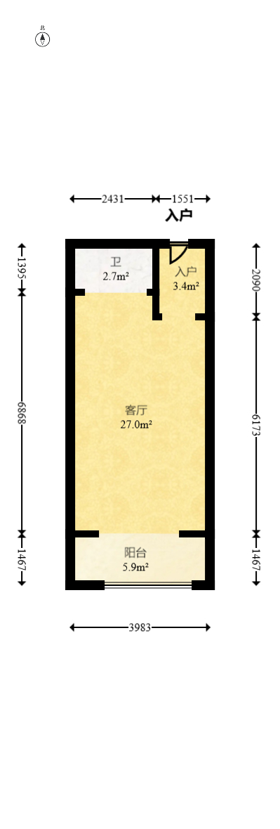 中建嘉和城  1室0厅0卫   35.00万室内图1