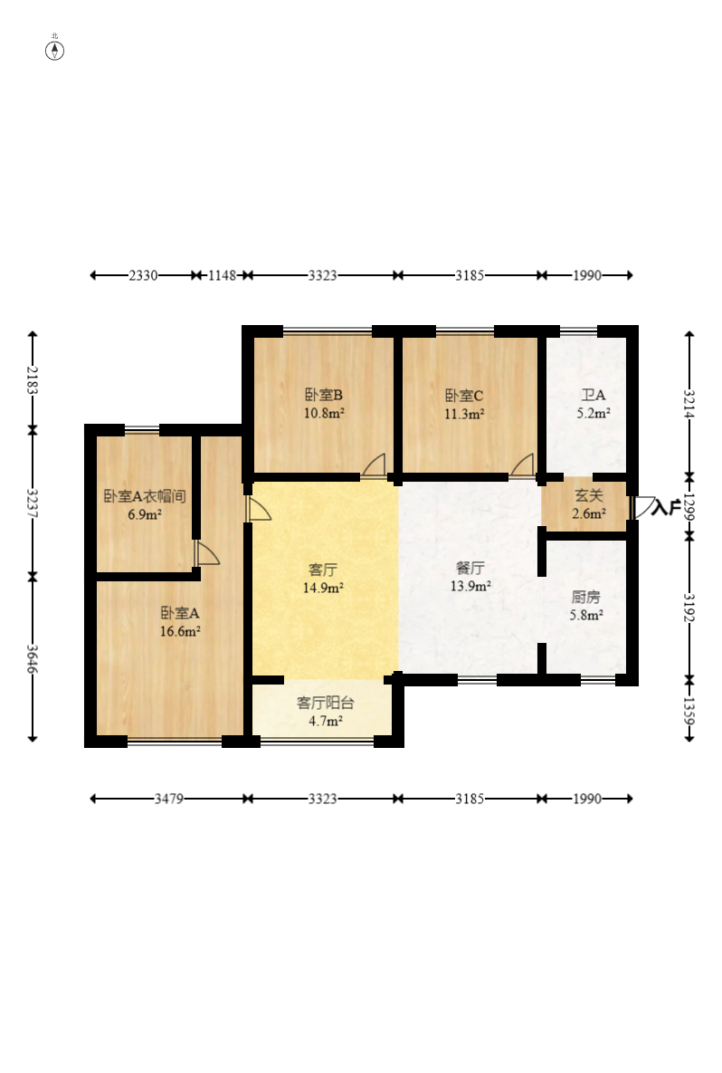 钰龙天下二期（钰龙佳园）  3室2厅1卫   237.80万室内图1