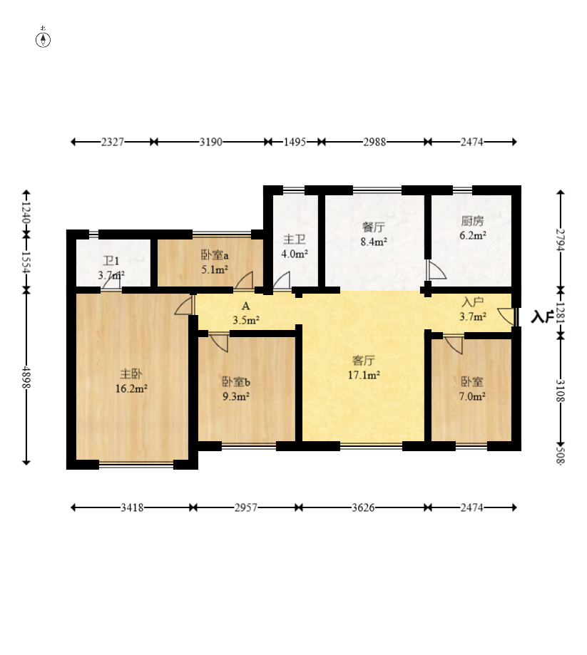 保利香槟国际 4室2厅2卫 97.0万 保利香槟国际 4室2厅2卫 97.0万户型图