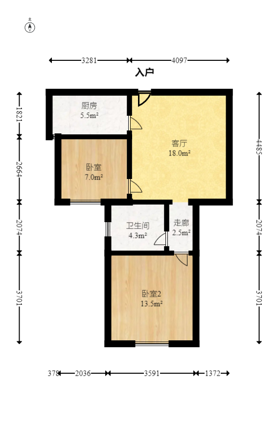 东方美地 2室2厅1卫 48.8万 东方美地 2室2厅1卫 48.8万户型图