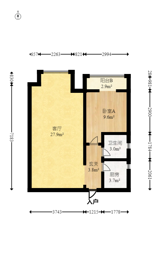 三重星都心 1室2厅1卫 61.8万 三重星都心 1室2厅1卫 61.8万户型图