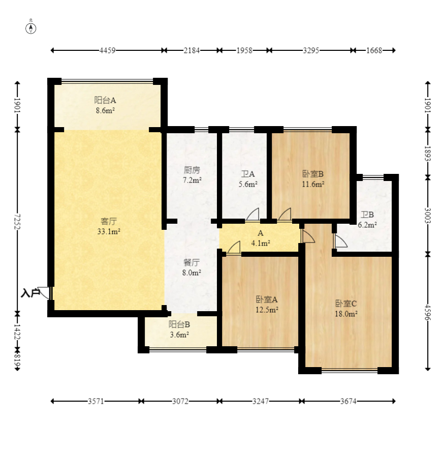 恒大雅苑  3室2厅2卫    118.0万 恒大雅苑  3室2厅2卫    118.0万户型图