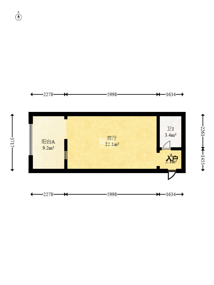 中城麗景香山園  1室1廳1衛(wèi)   38.90萬