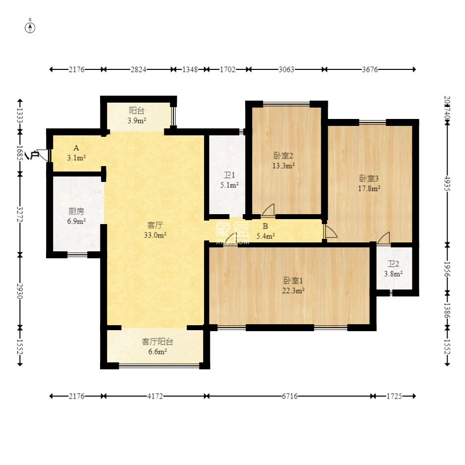 新新花园  4室2厅2卫    128.0万