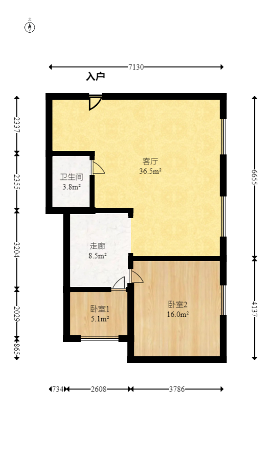 和庄  2室2厅1卫   56.00万室内图1