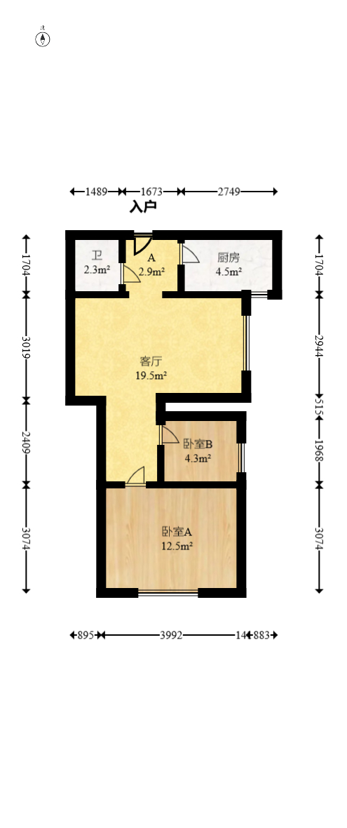 西子湖畔沃府  2室1厅1卫   49.60万室内图1