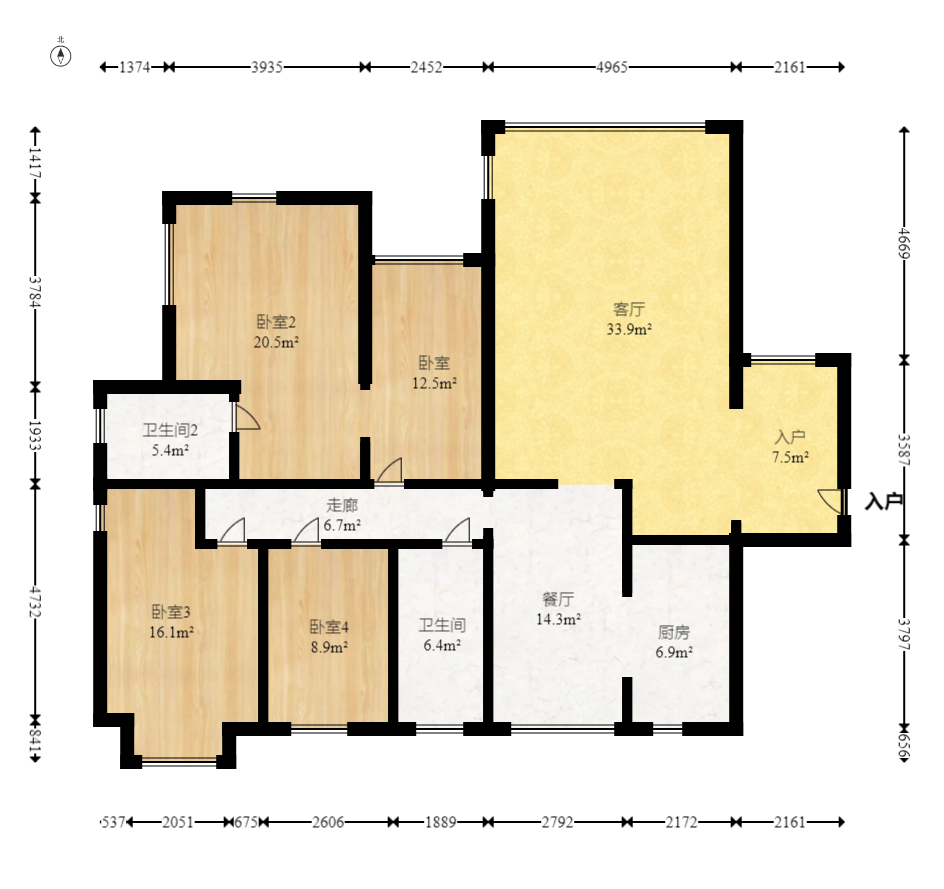 康桥长郡 4室2厅2卫 98.0万 康桥长郡 4室2厅2卫 98.0万户型图