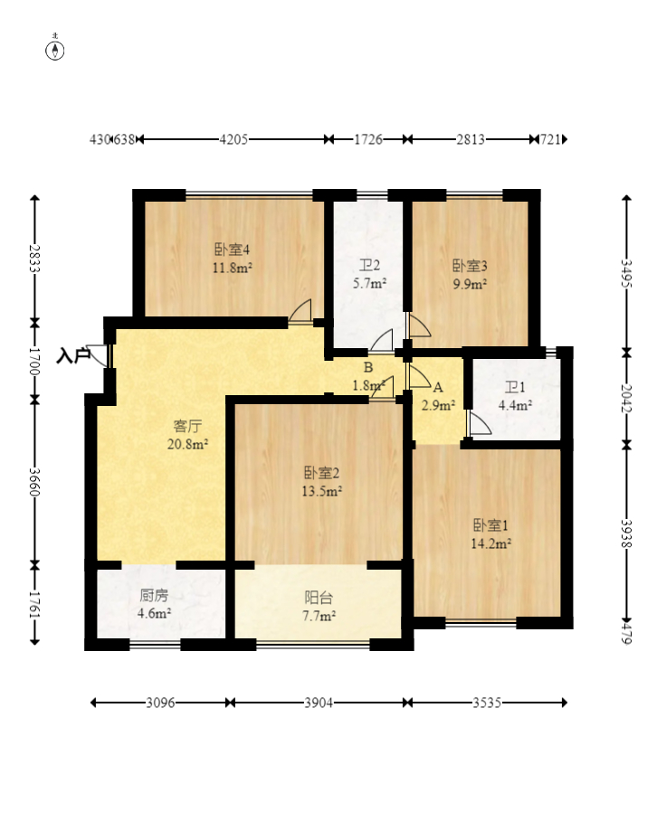 荣盛花语书苑 3室2厅2卫 85.0万 荣盛花语书苑 3室2厅2卫 85.0万户型图