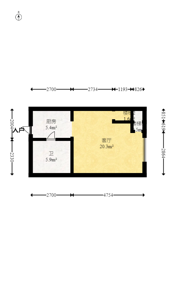 荣盛花语书苑  1室1厅1卫   46.80万室内图1