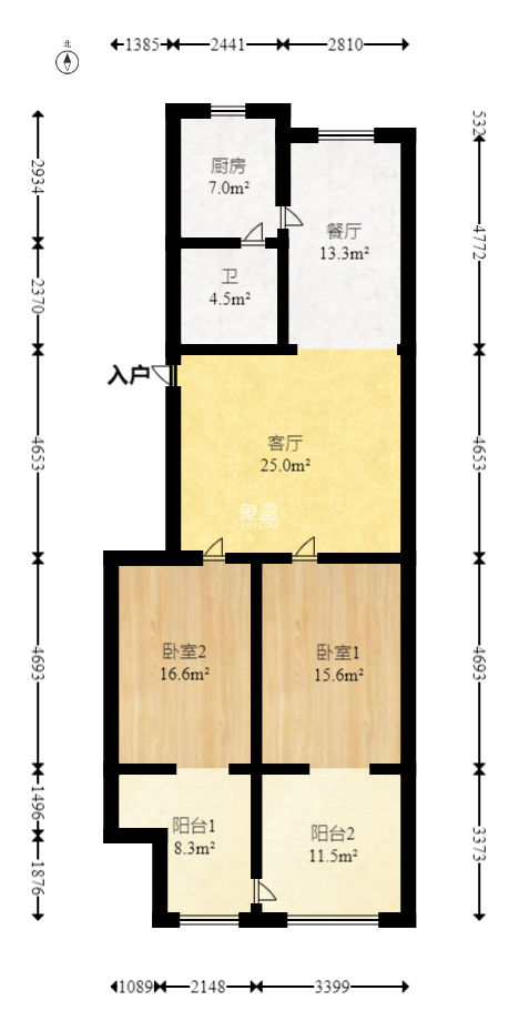 天龙花园  2室2厅1卫   71.80万