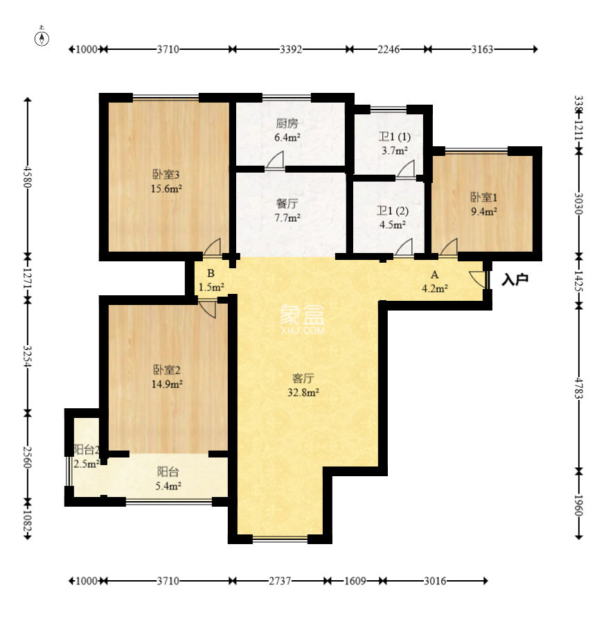 和卉家园  3室2厅1卫   170.00万