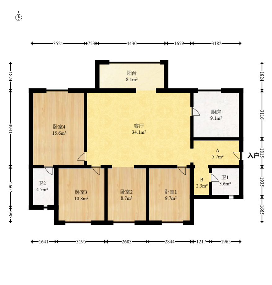万科魅力之城锋镜里 4室2厅2卫 140.0万 万科魅力之城锋镜里 4室2厅2卫 140.0万户型图