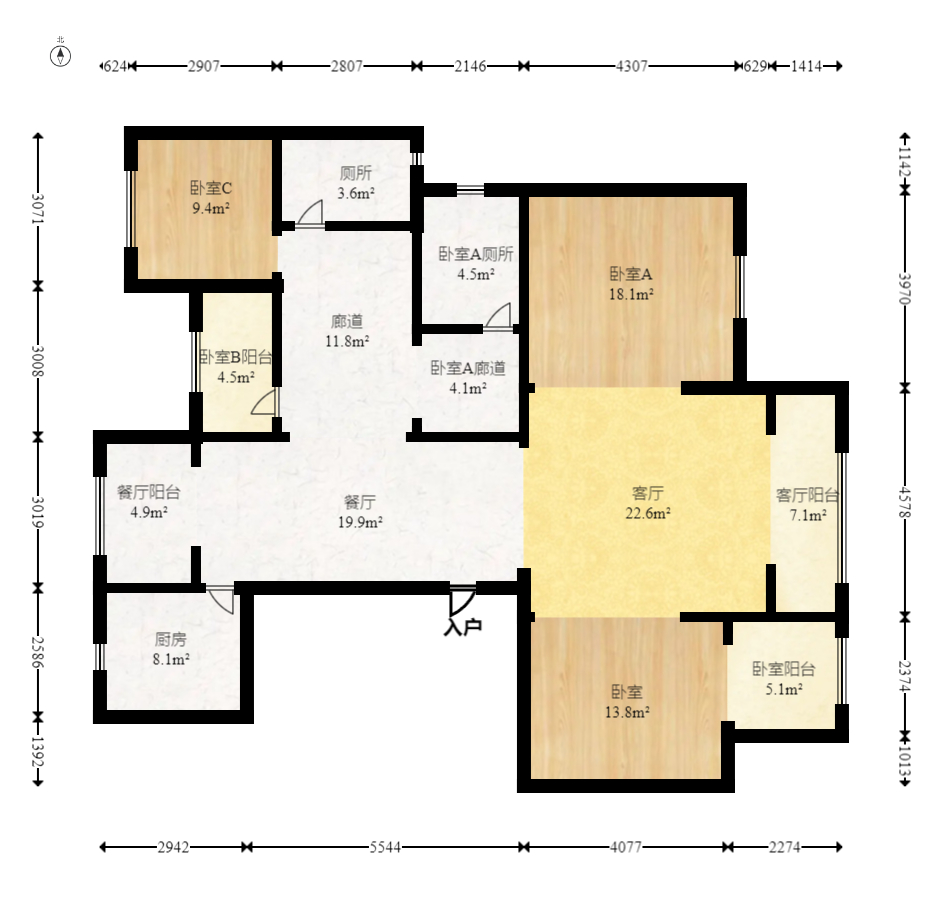 建发电建江山悦  4室2厅2卫   167.00万室内图1