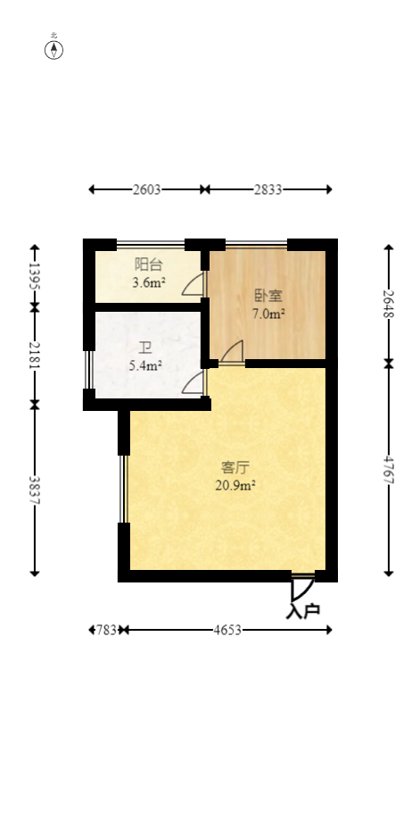 东方银座（东方摩卡）  1室1厅0卫   23.00万室内图1