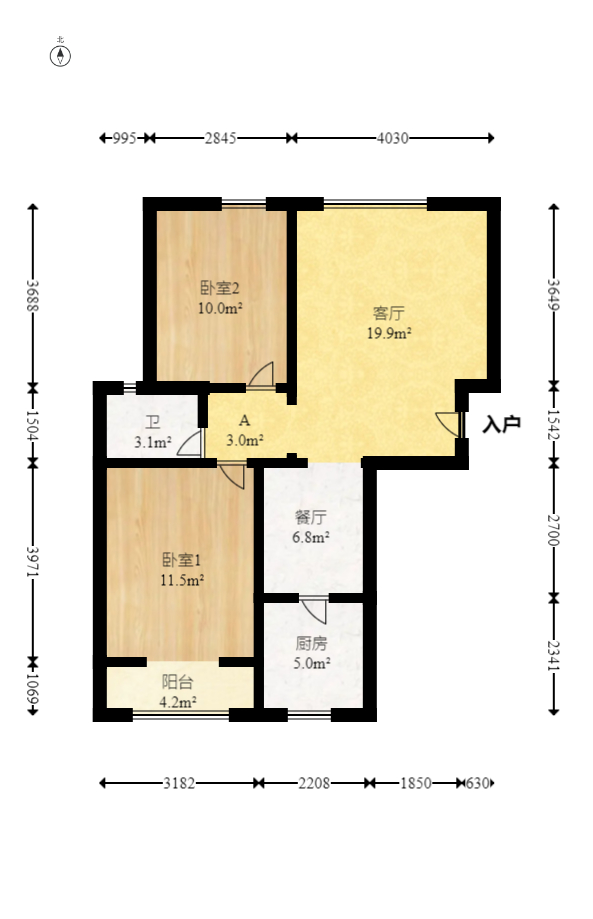运通尊苑  2室2厅1卫   58.00万室内图1