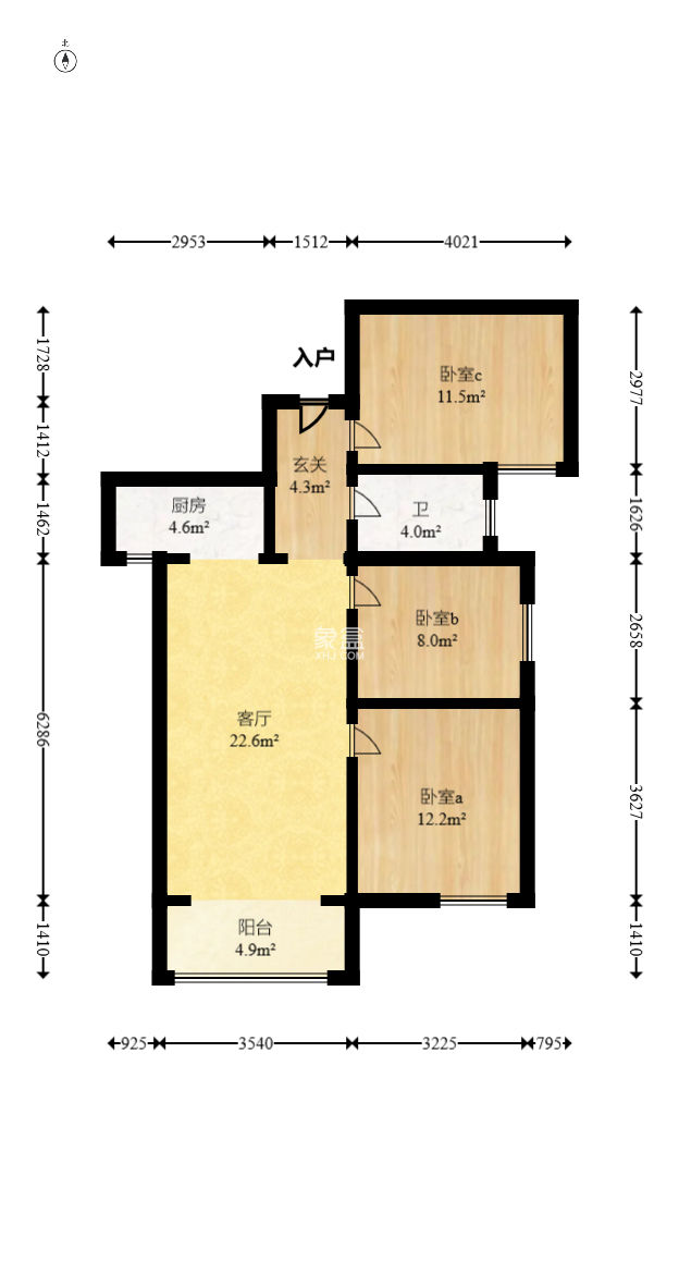 中粮鸿云  3室2厅1卫    61.8万