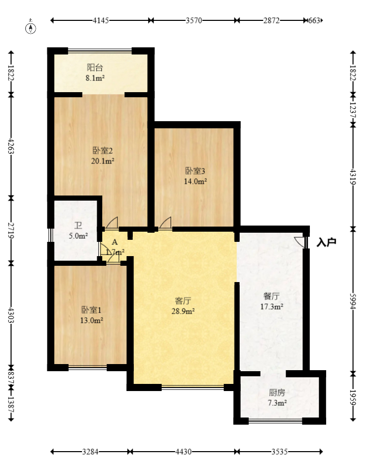 旺坤家园 3室2厅2卫 70.0万 旺坤家园 3室2厅2卫 70.0万户型图