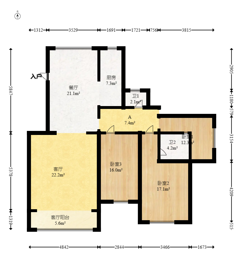 生活藝術城  3室2廳2衛(wèi)    99.8萬室內圖1