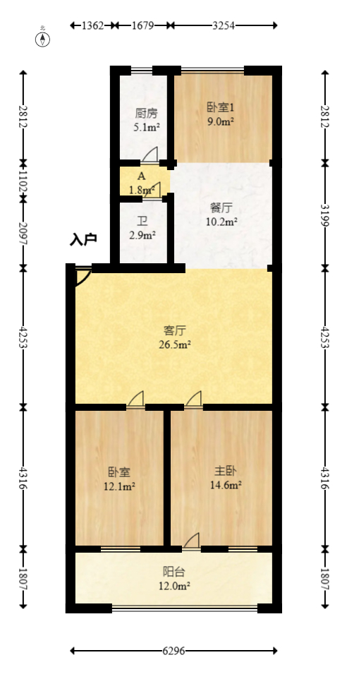 省建苑小区  3室2厅1卫   61.00万室内图1