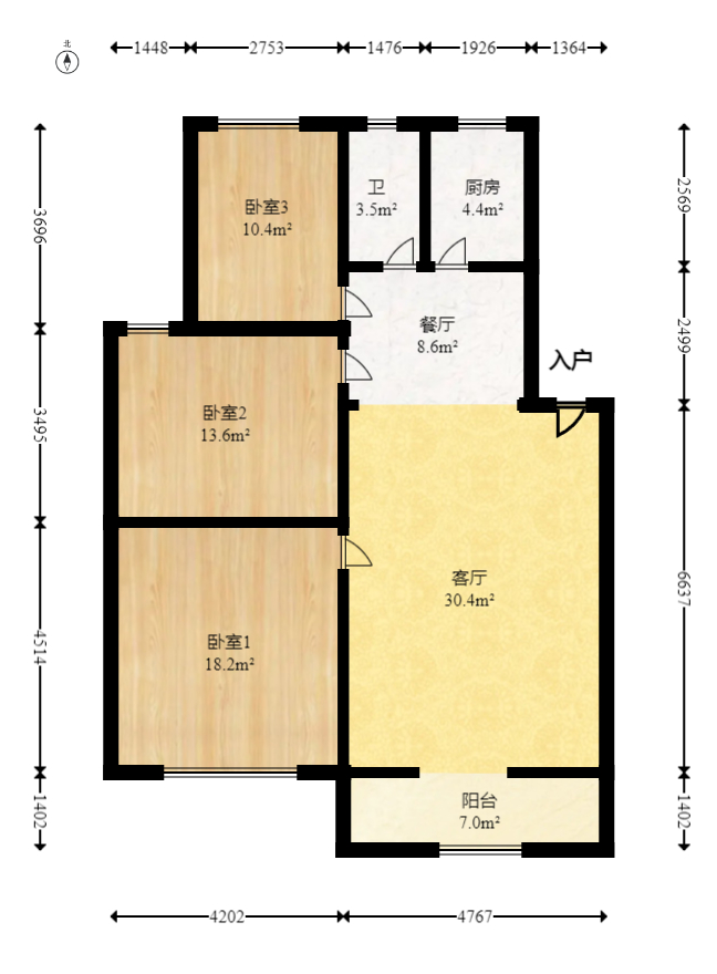 湘樟园小区(湘樟家园) 3室2厅1卫 55.8万 湘樟园小区(湘樟家园) 3室2厅1卫 55.8万户型图