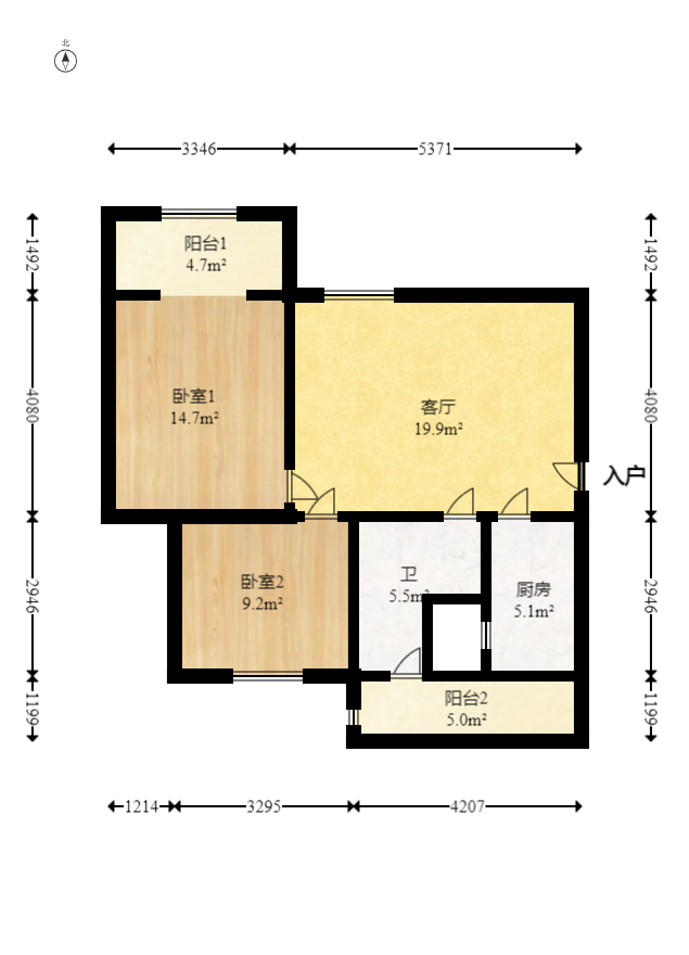 锦天金岸雅苑  2室1厅1卫   70.00万室内图1