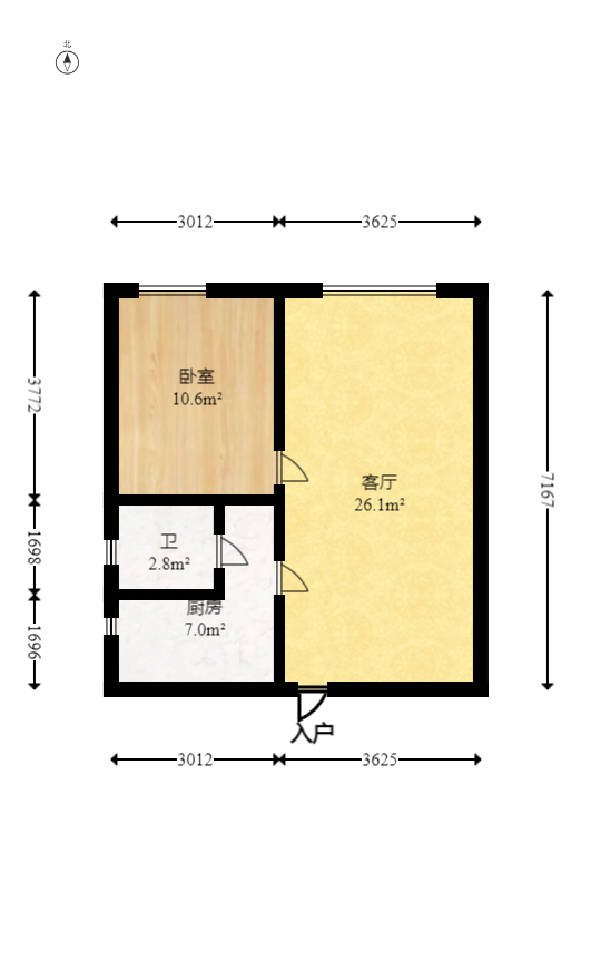 长盛岚庭  1室1厅1卫   50.00万室内图1