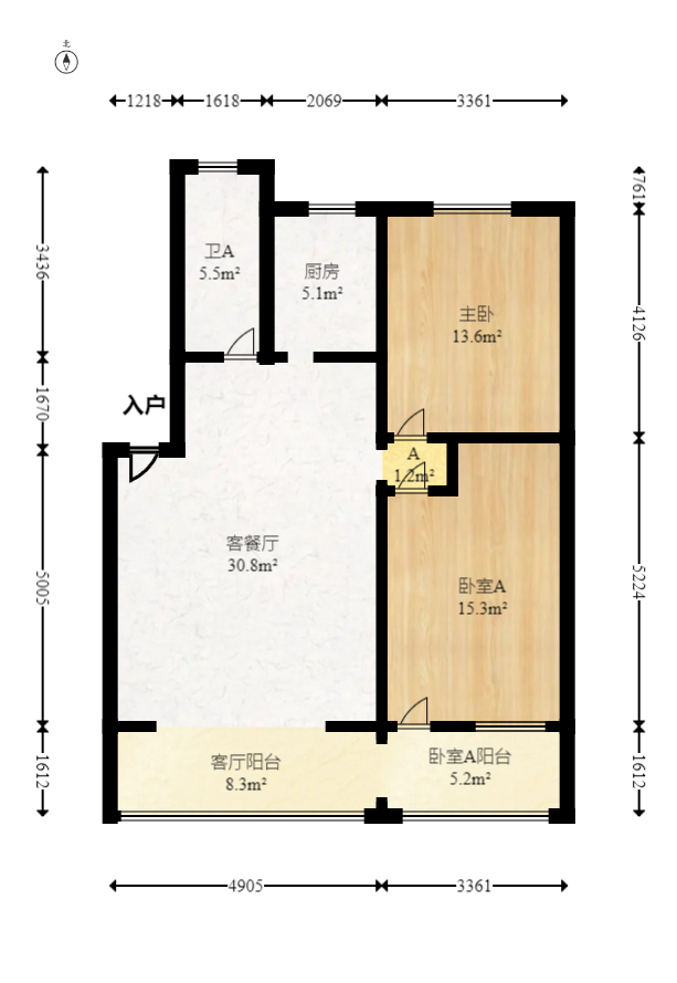 药机厂宿舍(铜盆湖小区)  2室2厅1卫   72.00万室内图1
