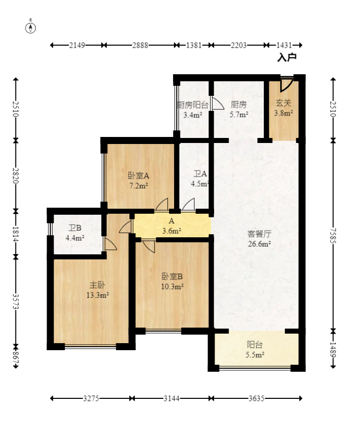 保利天禧D区  3室2厅2卫   172.00万室内图1