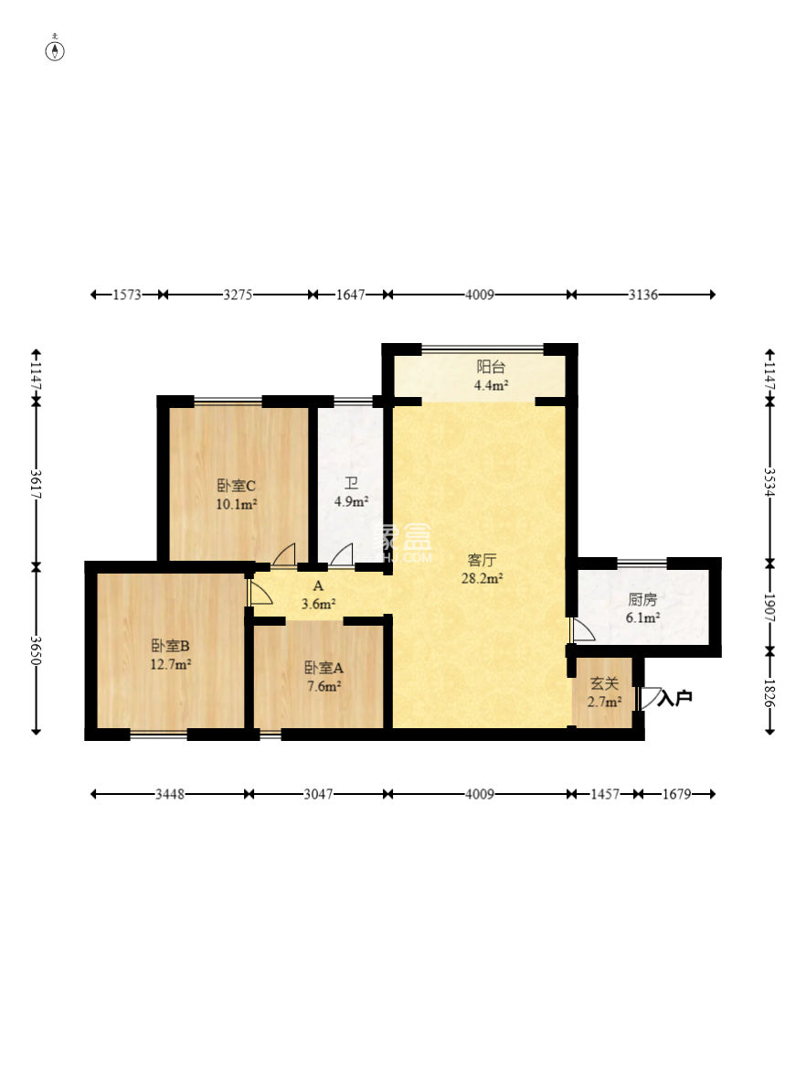 上园商住小区  3室1厅1卫    100.0万