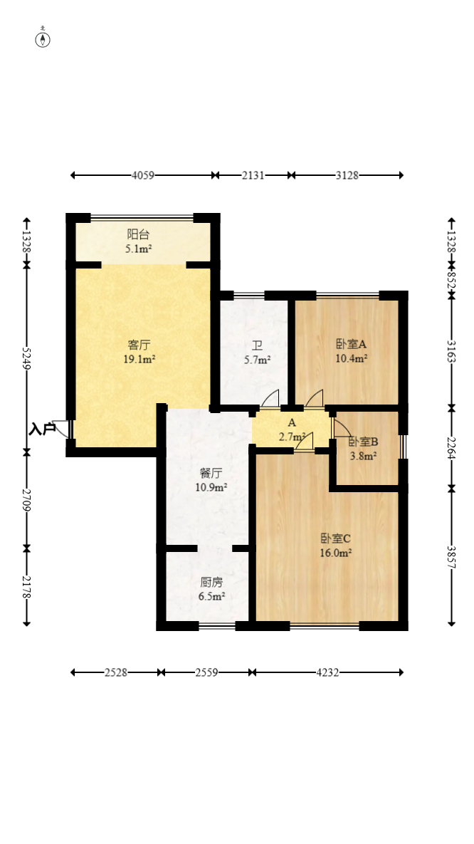 月湖兰庭  2室2厅2卫   85.00万室内图1