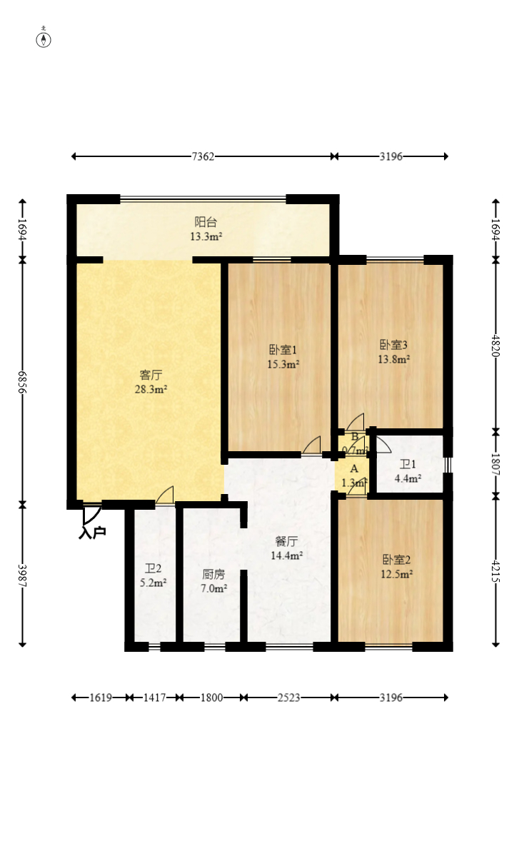 三湘小区  3室2厅2卫   74.80万室内图1