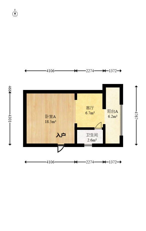 君悦紫园  1室1厅1卫   40.00万室内图1