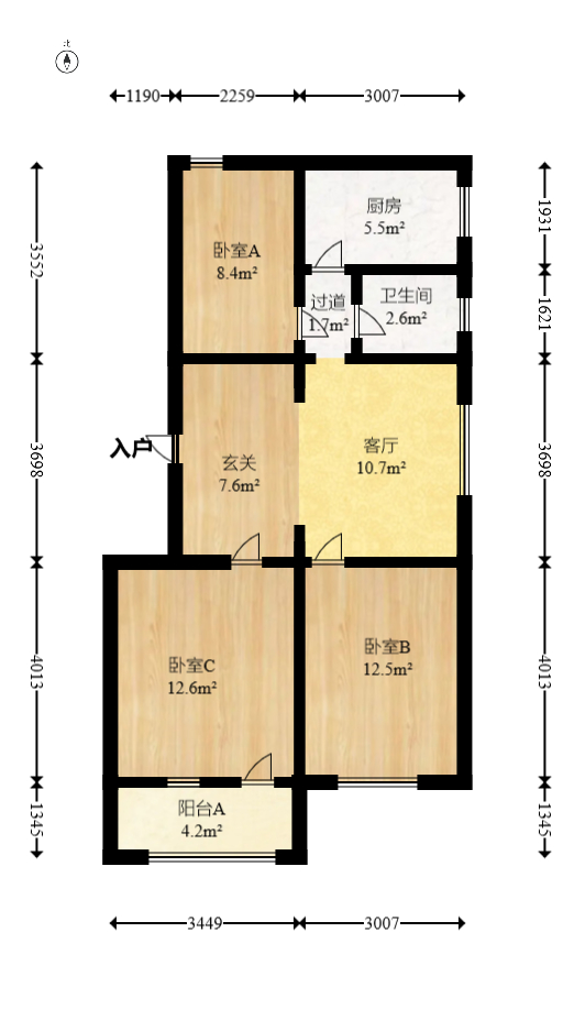 造化塘  2室2厅1卫   46.00万室内图1