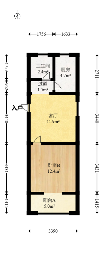 红旗社区  1室1厅1卫   35.00万室内图1